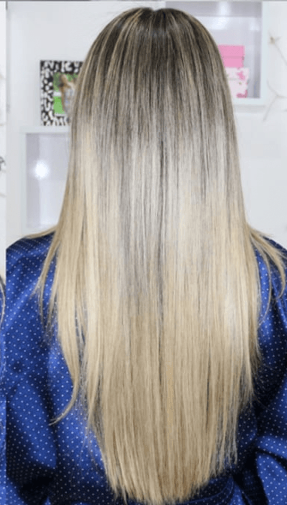 Cabelo liso e alinhado após a aplicação